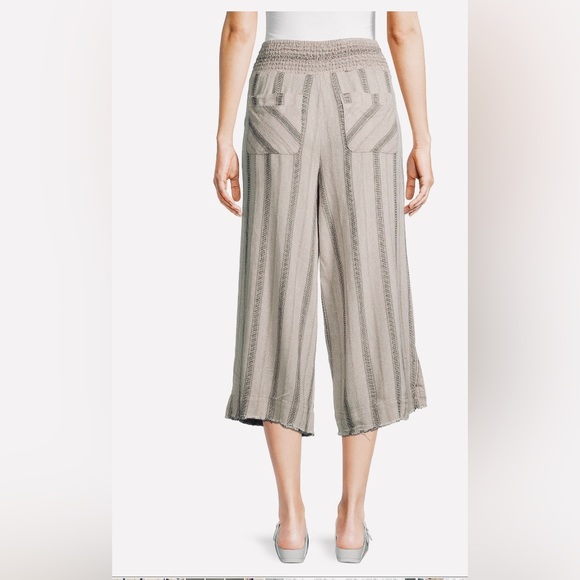 Democracy Linen Blend  Wide Leg Striped Pants with Smocked Waist NWT - Picture 2 of 11